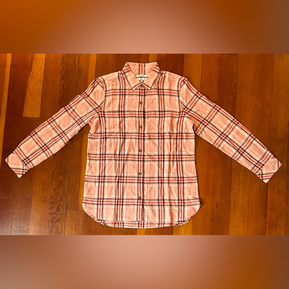 Madewell Pink Plaid Classic Button-Up Shirt Medium